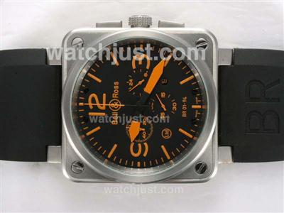 Bell & Ross BR 01-94 Working Chronograph Orange Marking with Black Dial-Rubber Strap 46x46mm