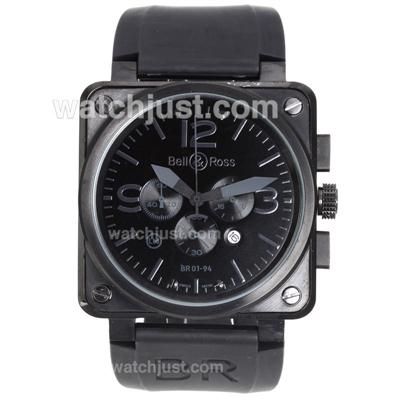 Bell & Ross BR01-94 Working Chronograph PVD Case with Black Dial-Rubber Strap