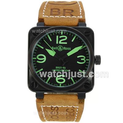 Bell & Ross BR01-92 Limited Edition PVD Case with Black Dial-Green Markers-38x38MM