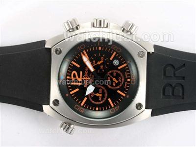 Bell & Ross BR 02-94 Working Chronograph Orange Marking with Black Dial and Rubber Strap