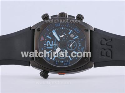 Bell & Ross BR 02-94 Working Chronograph PVD Case with Black Carbon Fibre Style Dial and Blue Marking-Rubber Strap