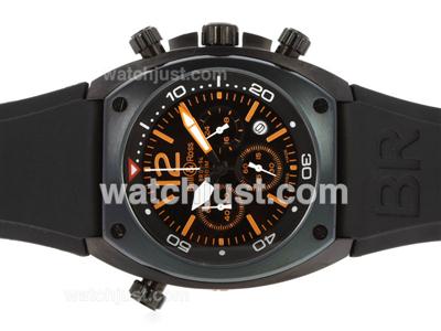 Bell & Ross BR 02-94 Working Chronograph PVD Case with Black Carbon Fibre Style Dial and Orange Marking-Rubber Strap