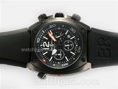 Bell & Ross BR 02-94 Working Chronograph PVD Case with Black Dial and Rubber Strap
