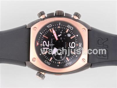Bell & Ross BR 02-94 Working Chronograph PVD Case with Black Dial-Rose Gold Marking