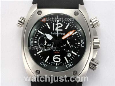 Bell & Ross BR 02-94 Working Chronograph with Black Dial and Rubber Strap-New Version