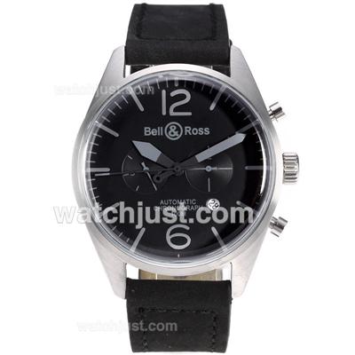 Bell & Ross BR02 Automatic Black Dial with Gray Markers-Black Leather Strap
