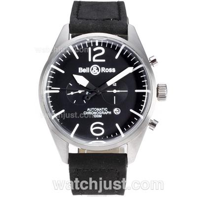 Bell & Ross BR02 Automatic Black Dial with White Markers-Black Leather Strap