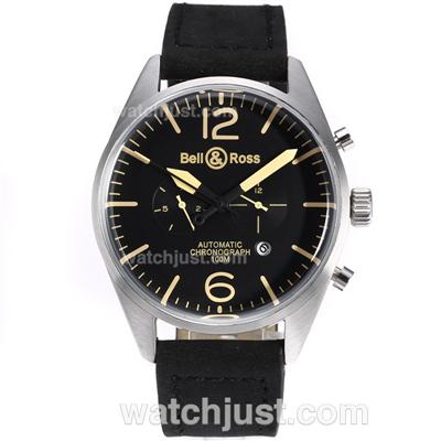 Bell & Ross BR02 Automatic Black Dial with Yellow Markers-Black Leather Strap
