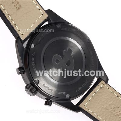 Bell & Ross BR02 Automatic PVD Case Black Dial with White Markers-Black Leather Strap