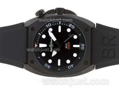 Bell & Ross BR02 Instrument Diver Automatic PVD Case with Black Dial-Rubber Strap