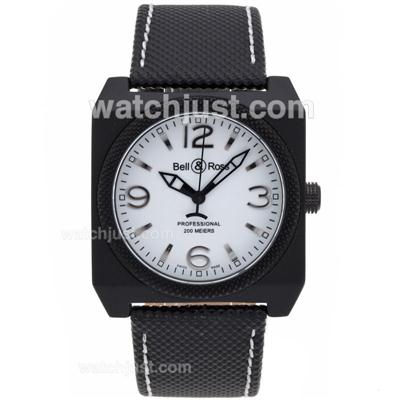 Bell & Ross PVD Case with White Dial-Leather Strap