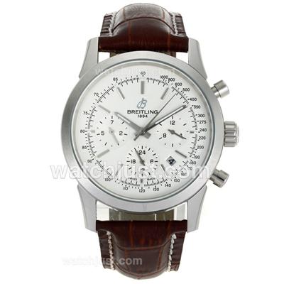 Breitling Aeromarine Automatic with White Dial-Leather Strap