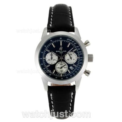 Breitling Aeromarine Working Chronograph Black Dial with Leather Strap-Lady Size