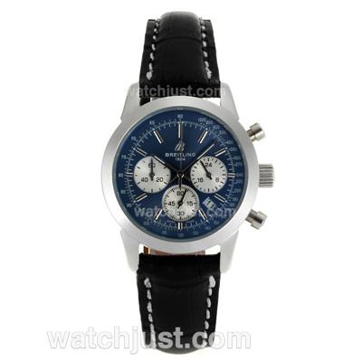 Breitling Aeromarine Working Chronograph Blue Dial with Leather Strap-Lady Size