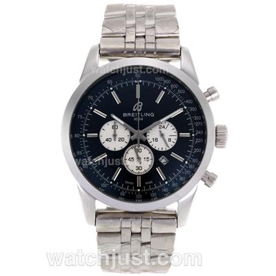 Breitling Aeromarine Working Chronograph Stick Markers with Black Dial S/S