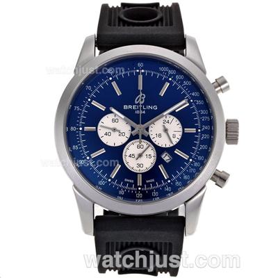 Breitling Aeromarine Working Chronograph Stick Markers with Blue Dial-Rubber Strap