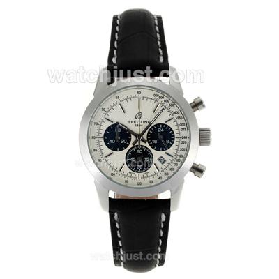 Breitling Aeromarine Working Chronograph White Dial with Leather Strap-Lady Size