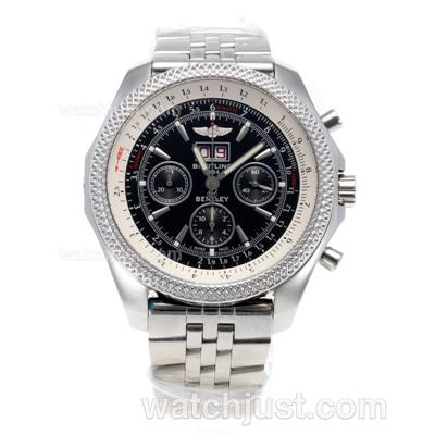 Breitling Bentley 6.75 Big Date Chronograph Swiss Valjoux 7750 Movement with Black Dial S/S