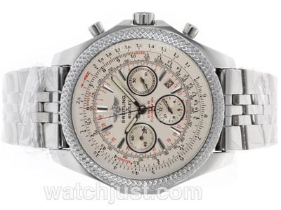 Breitling for Bentley 30s Chronograph Swiss Valjoux 7750 Movement with White Dial S/S
