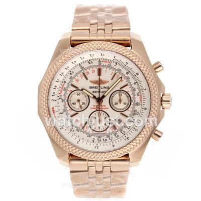 Breitling for Bentley Chronograph Swiss Valjoux 7750 Movement Full Rose Gold with White Dial
