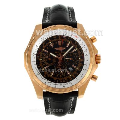 Breitling for Bentley Motors T Automatic Rose Gold Case with Black Dial and Strap