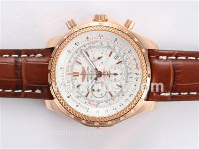 Breitling for Bentley Motors Working Chronograph Gold Casing with White Dial