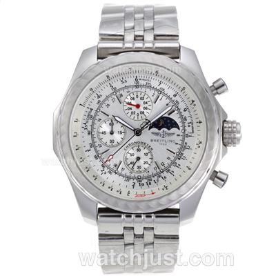 Breitling for Bentley T Moonphase Working Chronograph with White Dial S/S