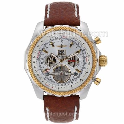 Breitling for Bentley Tourbillon Automatic Two Tone Case with White Dial