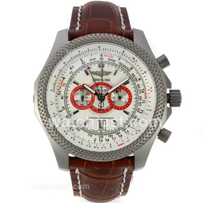Breitling for Bentley Working Chronograph Titanium Case with White Dial-Leather Strap
