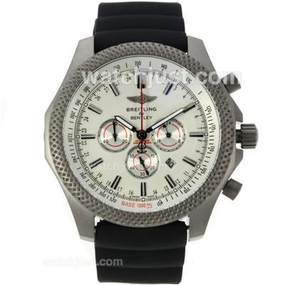 Breitling for Bentley Working Chronograph Titanium Case with White Dial-Rubber Strap