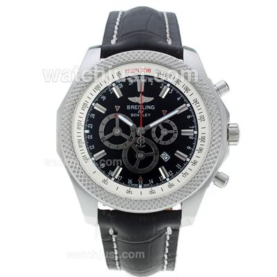 Breitling for Bentley Working Chronograph with Black Dial-Leather Strap