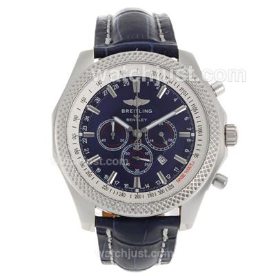 Breitling for Bentley Working Chronograph with Blue Dial-Blue Leather Strap