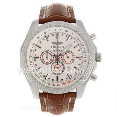 Breitling for Bentley Working Chronograph with White Dial-Blue Leather Strap