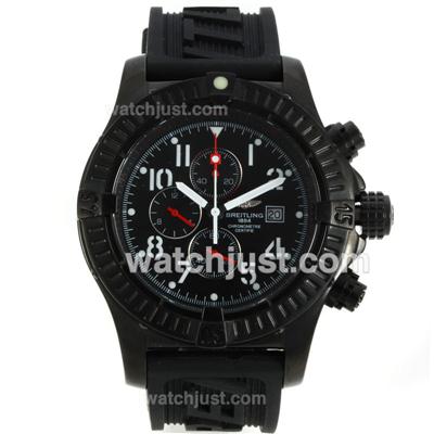 Breitling Chrono Avenger Working Chronograph PVD Case with Black Dial-Rubber Strap