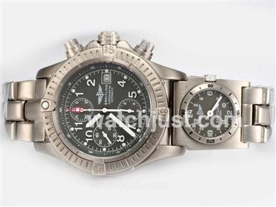 Breitling Chrono Avenger/UTC Chronograph Swiss Valjoux 7750 Movement Full Titanium with Gray Dial