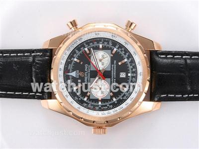 Breitling Chrono-Matic Automatic Rose Gold Casing with Black Dial