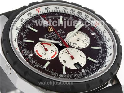 Breitling Chrono Matic Chronograph Swiss Valjoux 7750 Movement with Brown Dial - PVD Bezel