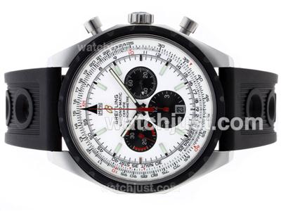 Breitling Chrono Matic Chronograph Swiss Valjoux 7750 Movement with White Dial - PVD Bezel