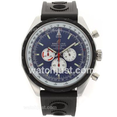 Breitling Chrono Matic Working Chronograph PVD Bezel with Blue Dial-Rubber Strap