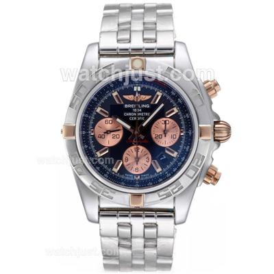Breitling Chronomat B01 Chronograph Swiss Valjoux 7750 Movement Two Tone Case with Black Dial
