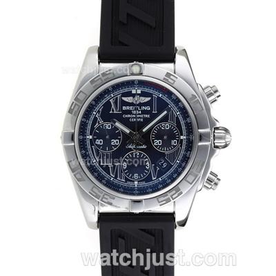 Breitling Chronomat B01 Swiss Valjoux 7750 Movement Roman Markers with Black Dial-Rubber Strap