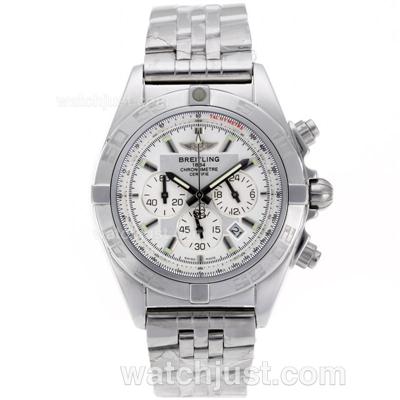 Breitling Chronomat B01 Working Chronograph White Dial with Stick Marking S/S - 2009 New Model