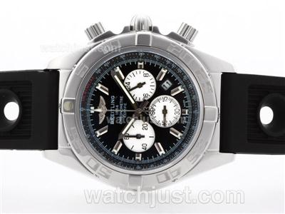 Breitling Chronomat B01 Working Chronograph with Black Dial-Stick Marking-Rubber Strap