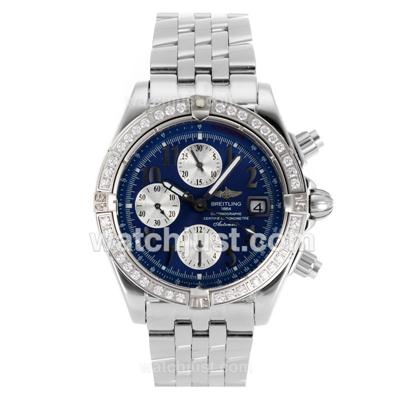 Breitling Chronomat Evolution Automatic Diamond Bezel Number Markers with Blue Dial-Same Structure As 7750-High Quality