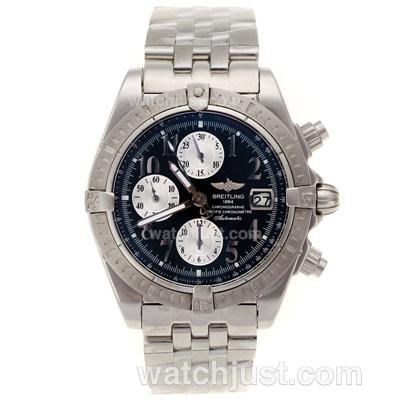 Breitling Chronomat Evolution Automatic Number Markers with Black Dial S/S-Same Chassis As 7750-High Quality
