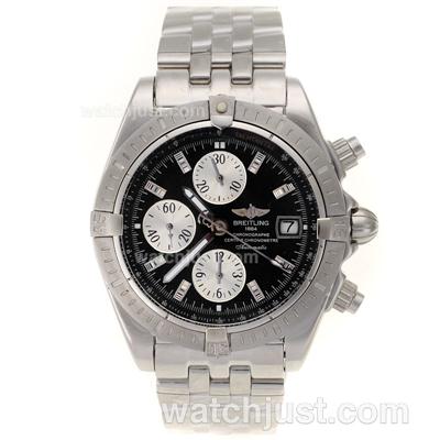 Breitling Chronomat Evolution Automatic Stick Markers with Black Dial S/S-Same Chassis As 7750-High Quality