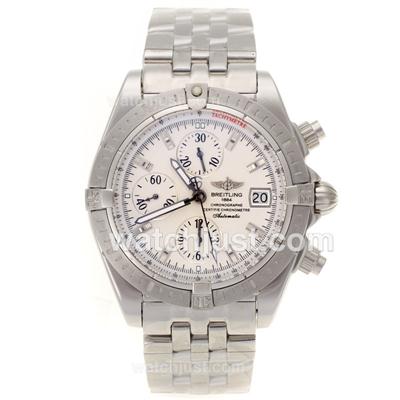 Breitling Chronomat Evolution Automatic Stick Markers with White Dial S/S-Same Chassis As 7750-High Quality