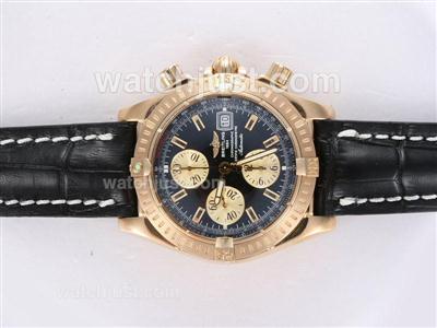 Breitling Chronomat Evolution Chronograph Swiss Valjoux 7750 Movement Gold Case with Black Dial