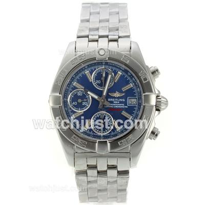 Breitling Chronomat Evolution Chronograph Swiss Valjoux 7750 Movement with Blue Dial S/S-Sapphire Glass