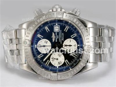 Breitling Chronomat Evolution Chronograph Swiss Valjoux 7750 Movement with Blue Dial